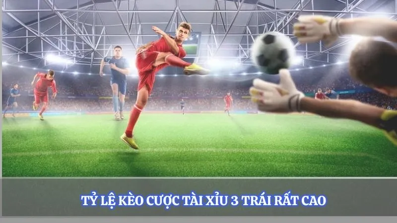 Tỷ lệ kèo cược tài xỉu 3 trái rất cao